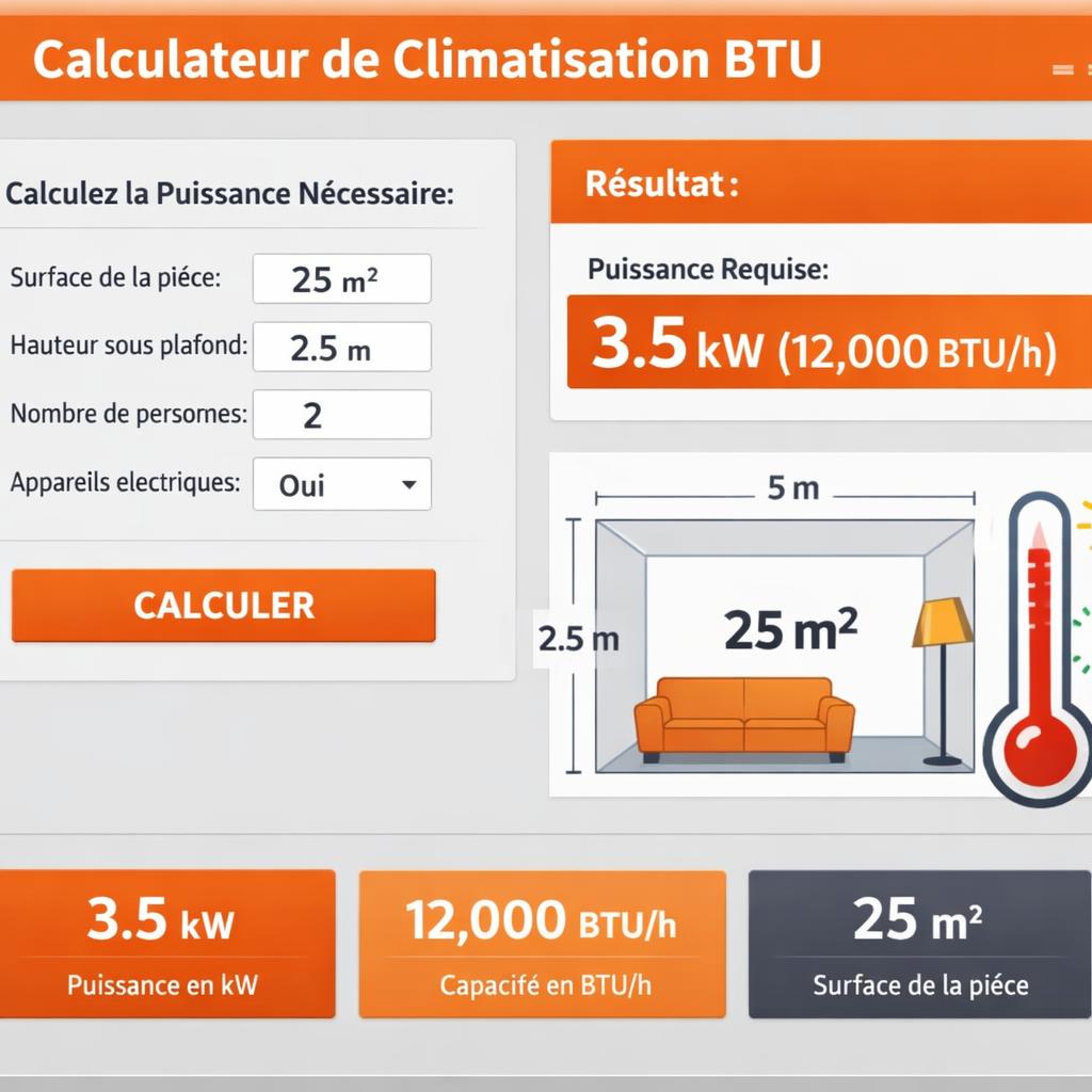 Calculateur BTU climatisation : calcul de puissance selon la surface (gratuit)