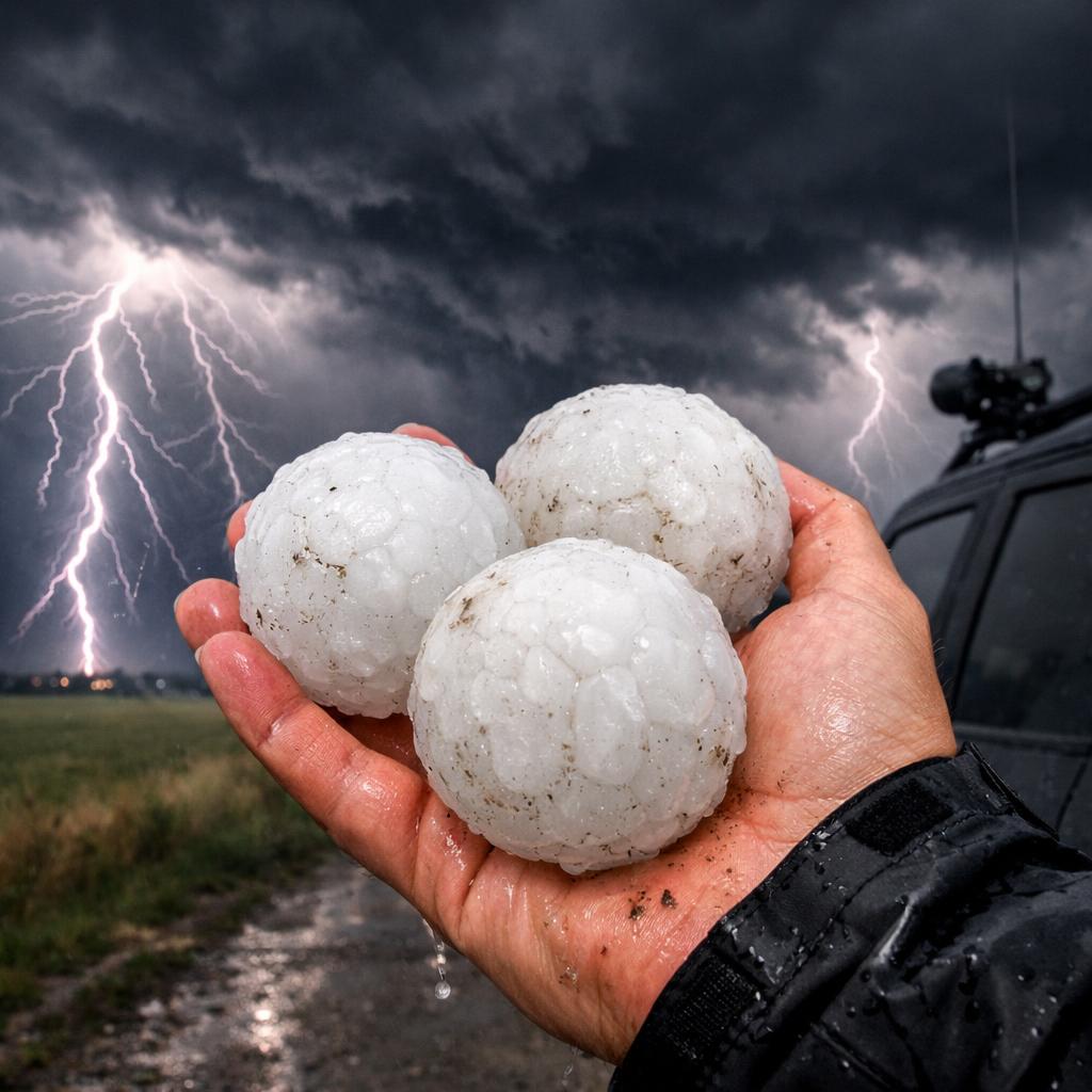 Un chasseur d'orages blessé par des grêlons gros comme des balles de tennis