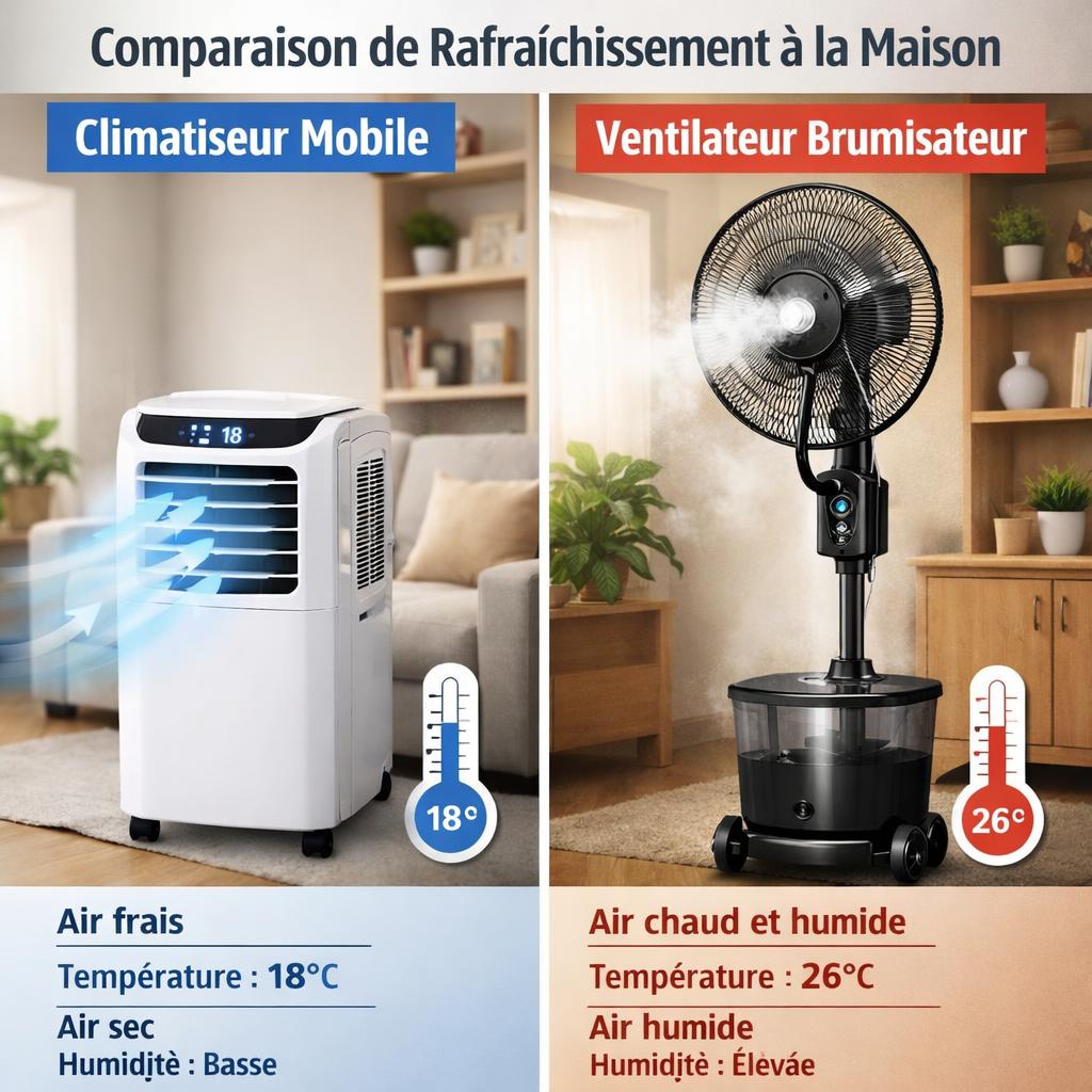 Climatiseur mobile vs ventilateur brumisateur : que choisir pour la canicule 2026 ?