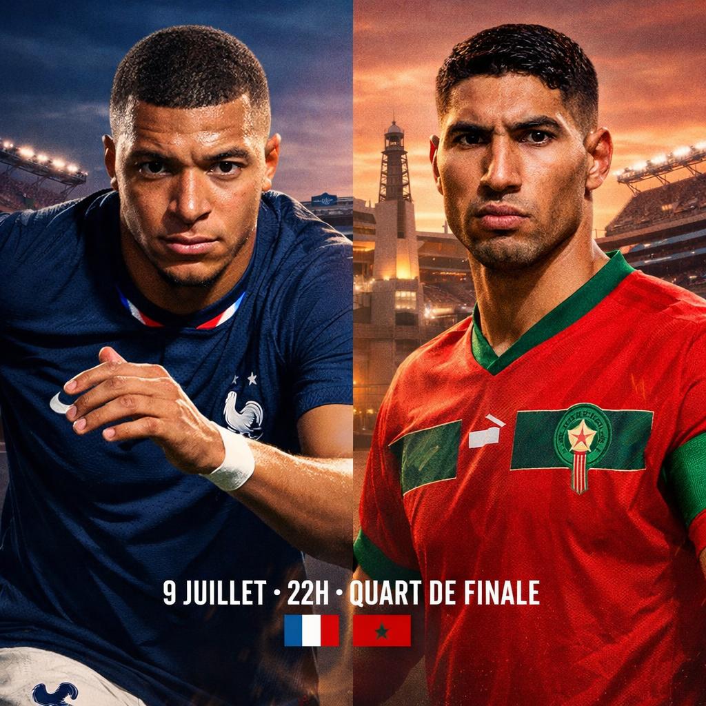 France-Maroc : à quelle heure et sur quelle chaîne voir le quart de finale du Mondial 2026 ce soir ?