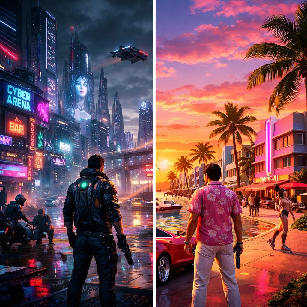 GTA 6 vs Cyberpunk 2077 : comparaison mondes ouverts sci-fi vs contemporain
