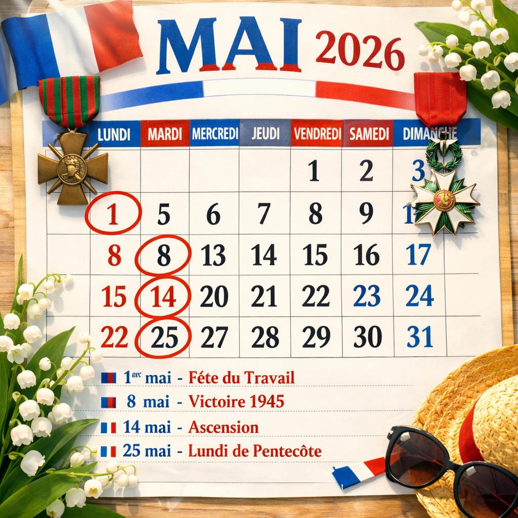 Les jours fériés de mai 2026 : 4 dates à retenir et tous les ponts possibles