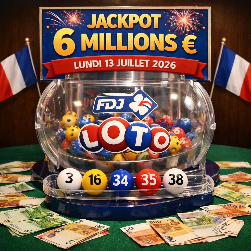 Loto FDJ : les numéros gagnants du samedi 11 juillet, jackpot à 6 millions ce lundi 13 juillet 2026