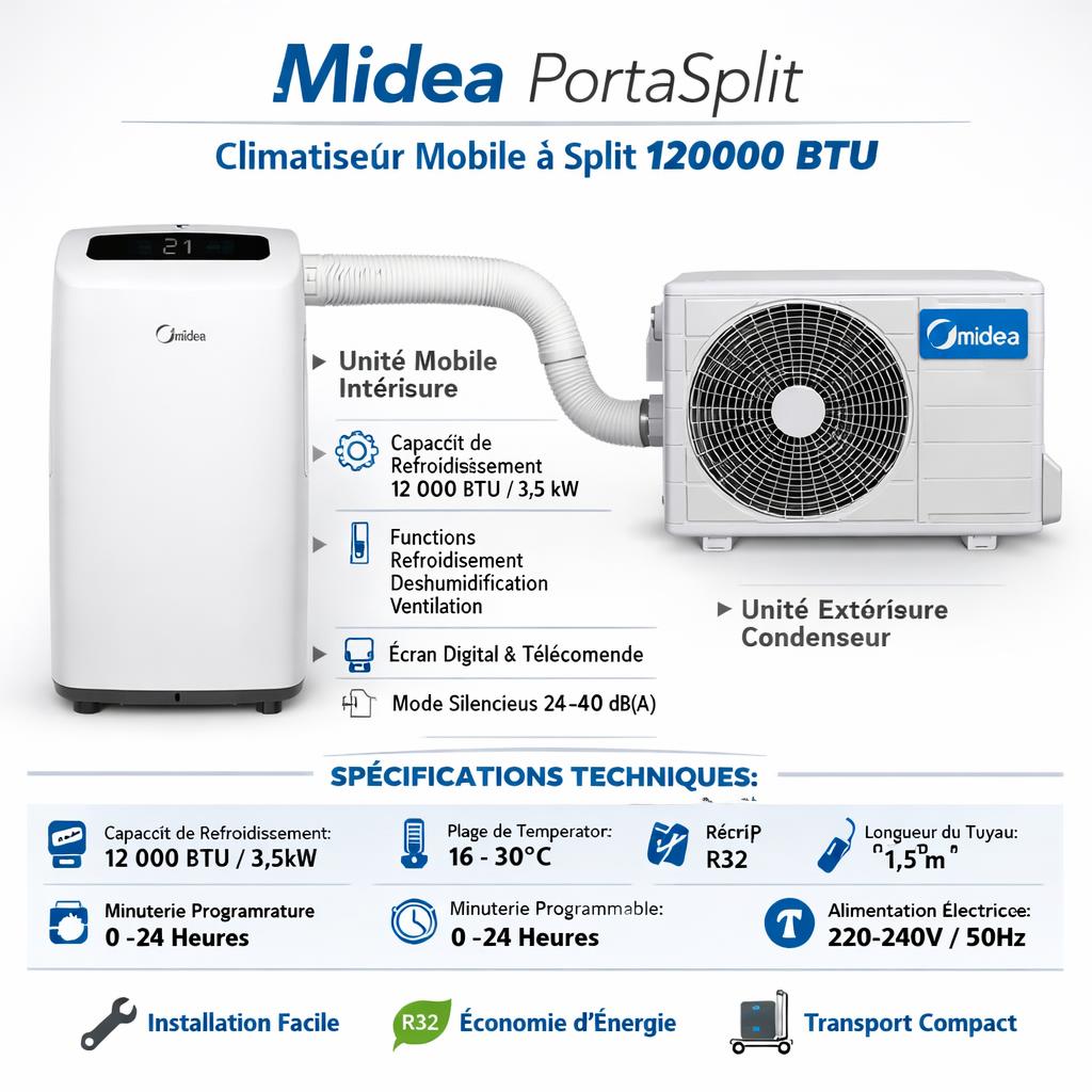 Midea PortaSplit : fiche technique complète et caractéristiques détaillées