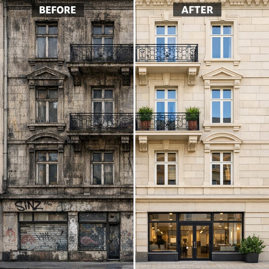 Nettoyage de façade : guide complet des techniques, matériaux et prix