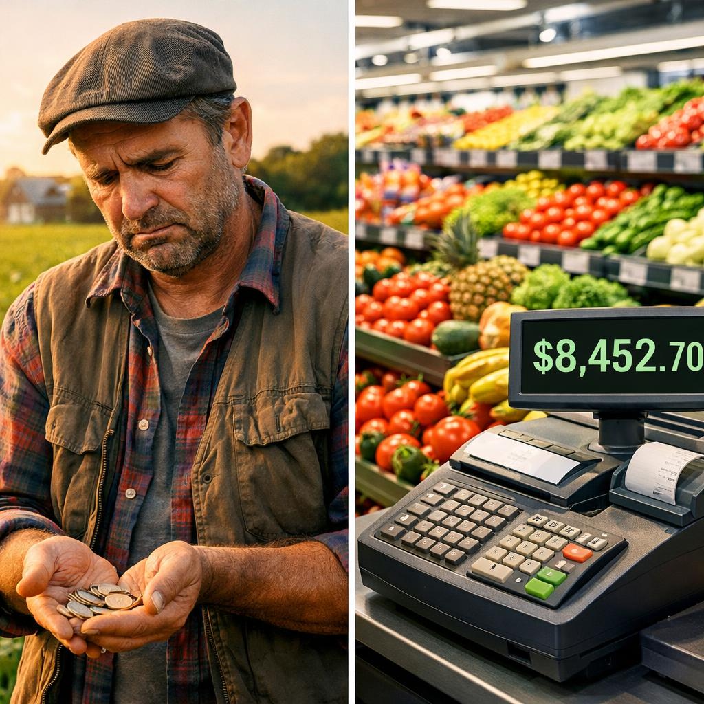 Rapport OFPM 2026 : sur 100 € de courses, 8 € pour l'agriculteur, plus de 40 € pour la distribution