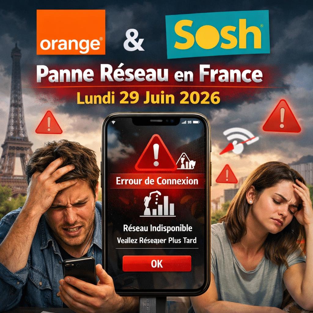 Panne Orange et Sosh ce lundi 29 juin 2026 : l'opérateur confirme un incident majeur