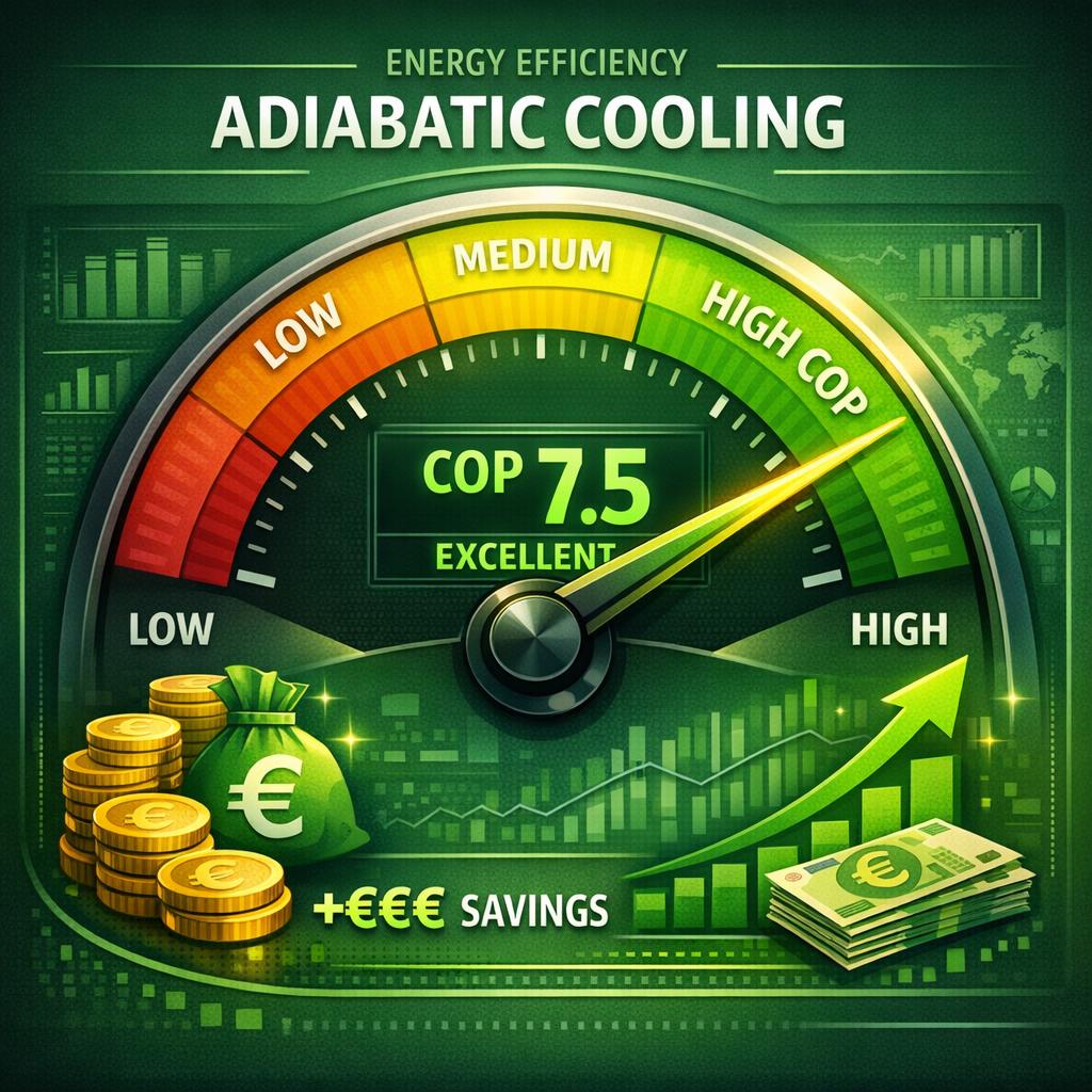 Efficacité énergétique du rafraîchissement adiabatique : COP et performance