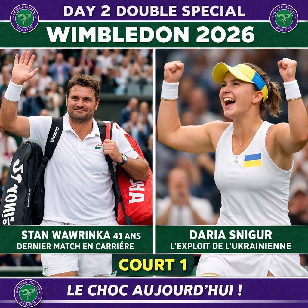 Wimbledon 2026 jour 2 : Wawrinka pour son ultime danse, Snigur sort Svitolina