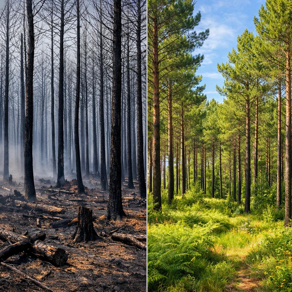 Régénération d'une forêt brûlée : de 20 à 100 ans pour renaître, le cycle complet