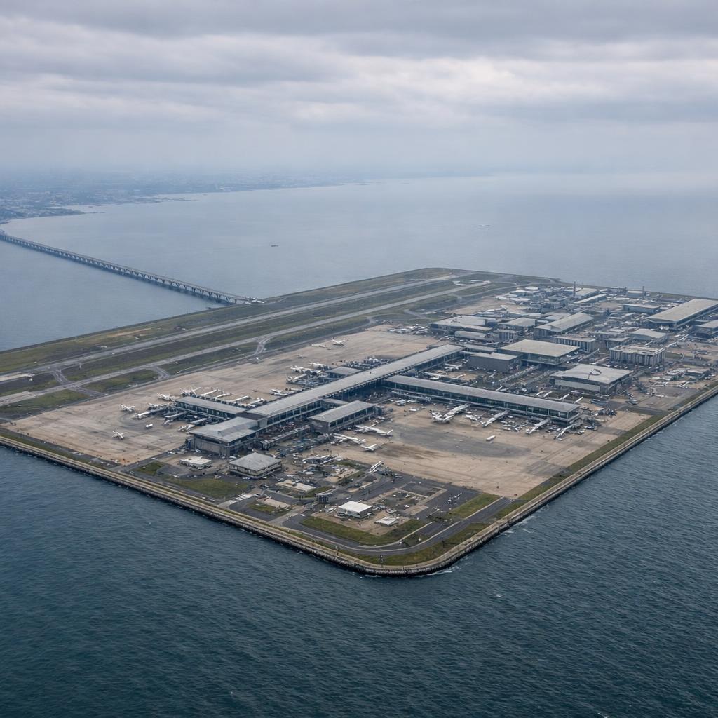 L'aéroport de Kansai, à Osaka, qui s'enfonce dans la mer