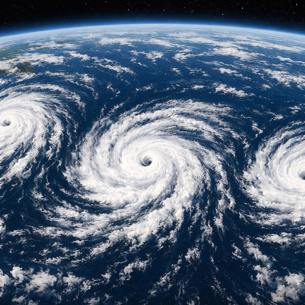 Trois cyclones en même temps dans le Pacifique : le spectacle rare d'un El Niño historique